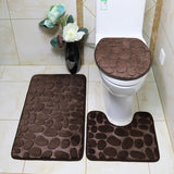 Bathroom Anti-Slip Absorbent Cobblestone Mat Set