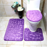 Bathroom Anti-Slip Absorbent Cobblestone Mat Set