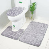 Bathroom Anti-Slip Absorbent Cobblestone Mat Set