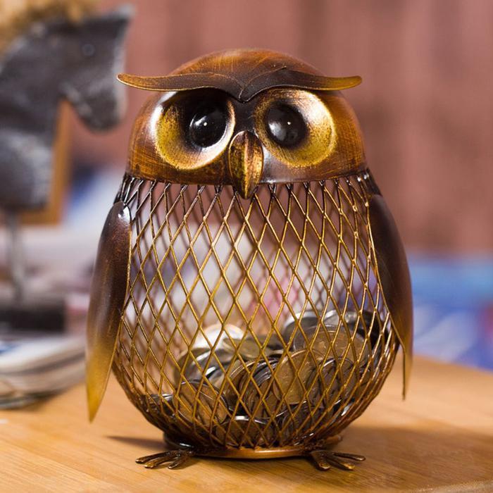Owl Shaped Coin Bank Box - Indigo-Temple