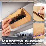 Premium Leather Magnetic Car Glasses Organizer