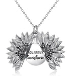 Sunflower Necklace with hidden "You Are My Sunshine" Message - Indigo-Temple