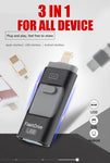 3 in 1 Mobile-Device Compatible USB Memory Stick /Android/iOS - Indigo-Temple