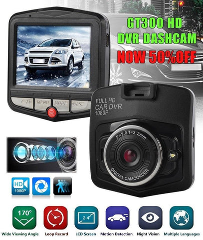 GT300 Full-HD Car DVR Recorder Dashcam - Indigo-Temple