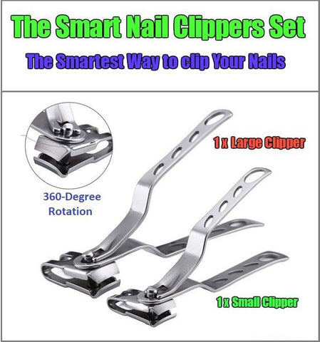 360-Degree Rotating Head Smart Nail Clippers Set (Large+Small) - Indigo-Temple