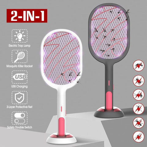 2 in 1 Electric Bug Zapper Racket & Intelligent Mosquito-Trap Station