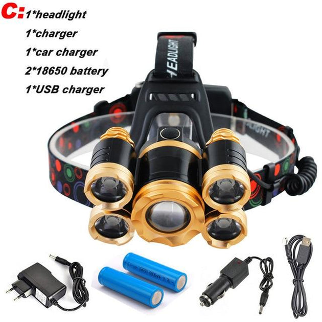 "BIG-BOB" 5 LED'S 12500LM HEADLAMP - Indigo-Temple