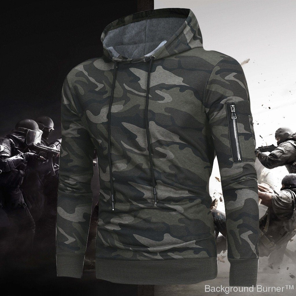 Delta 433 -Tactical Side Pocket Camouflage Hoodie - Indigo-Temple