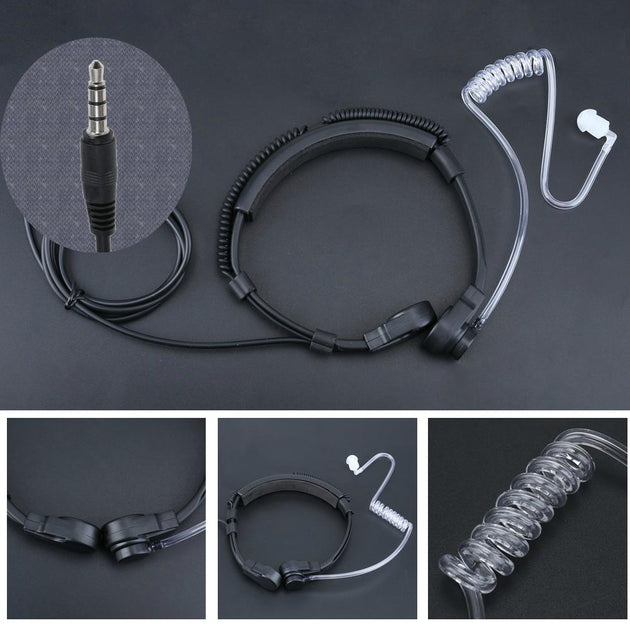 3.5mm jack Tactical Smart Phone Throat Mic - Indigo-Temple