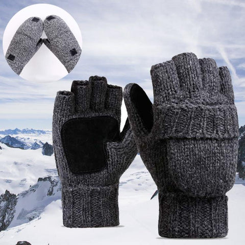 2 in1 Smart  Fingerless Gloves With Attached Mittens - Indigo-Temple