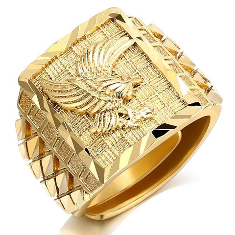 Punk Rock Eagle Gold Color Ring - Indigo-Temple