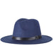 Vintage Wide-Brim Buckled Fedora - Indigo-Temple