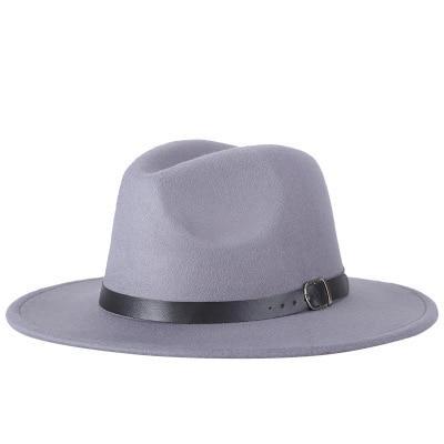 Vintage Wide-Brim Buckled Fedora - Indigo-Temple