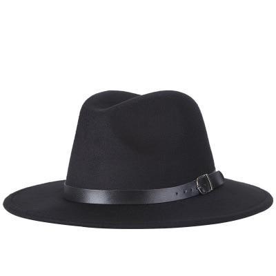 Vintage Wide-Brim Buckled Fedora - Indigo-Temple