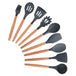 Non-stick Silicone Cooking Utensils Set with Wooden Handle BPA-FREE - Indigo-Temple