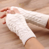 Women Warm Long And Stretchy Finger-less Gloves - Indigo-Temple