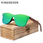 KINGSEVEN™ Natural Wood Polarized Unisex Sunglasses - Indigo-Temple