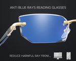 Rimless Anti Blue Light Diamond Cut Reading Glasses