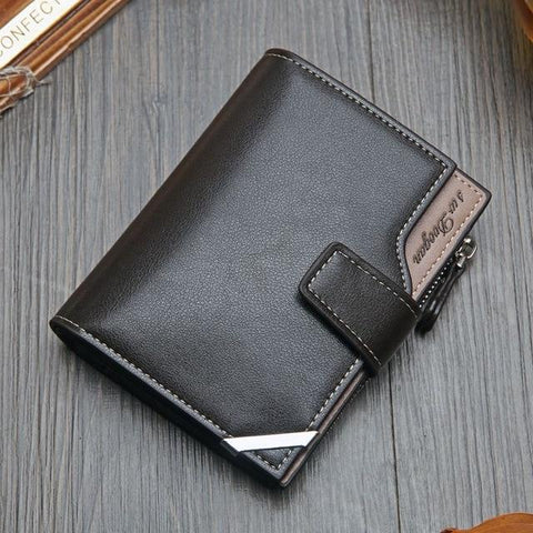 High-Capacity Genuine Leather Flip-Book Wallet - Indigo-Temple