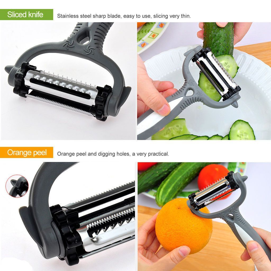 Triple-Blade Multifunctional Rotating Kitchen Tool - Indigo-Temple