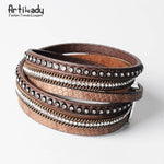 Multi-Layer Leather wrap bracelet - Indigo-Temple