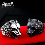 Stainless Steel WolfHead ring - Indigo-Temple