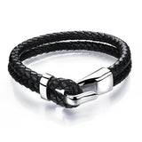 Duexes  -  Double Layer Black Leather Bracelet - Indigo-Temple