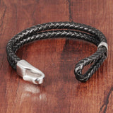 Duexes  -  Double Layer Black Leather Bracelet - Indigo-Temple