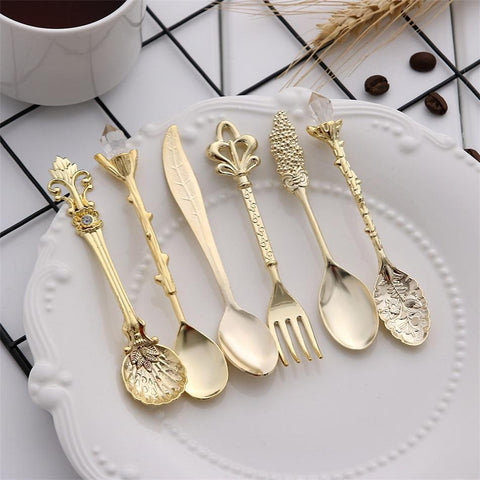 Vintage Royal Style Dessert Spoons & Forks 6pcs Set