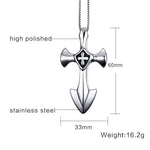 Vintage Men's Stainless Steel Cross Anchor Necklace Pendant - Indigo-Temple