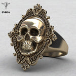 Goat -  Ancient Gold Plated Skull Ring - Indigo-Temple