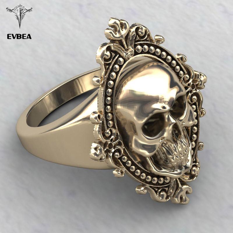 Goat -  Ancient Gold Plated Skull Ring - Indigo-Temple