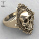 Goat -  Ancient Gold Plated Skull Ring - Indigo-Temple