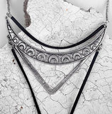 Boho Black Leather Alloy Choker Necklace - Indigo-Temple