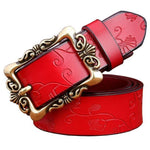 BHK™ Genuine leather Vintage Floral Pin Buckle Belt for women