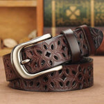 Carved Genuine Leather Belt for Women