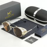 MUSELIFE™ Unisex Steampunk Round Metal Sunglasses