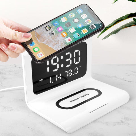 Multifunctional 10W Qi Wireless Charging Pad With Clock