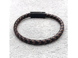 DarkO -Two-color Mixed Braid Genuine Leather Bracelet - Indigo-Temple