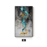 Abstract Nordic Golden Deer Canvas Painting