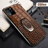 Genuine Leather Magnetic Ring Stand Case for iPhone
