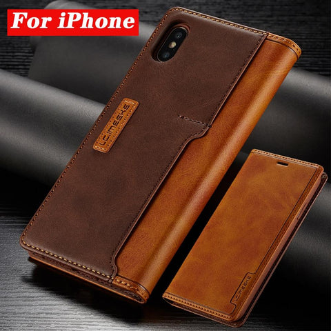 Luxurious Magnetic Leather iPhone Flip Case