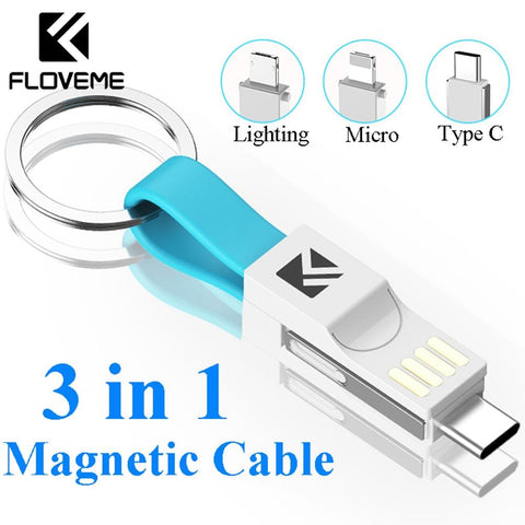 3 in 1 Smart Mini USB Portable Keychain Cable (2pcs)