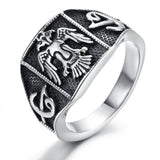 Mens Stainless Steel Army Eagle Ring - Indigo-Temple