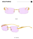Unisex Leopard Luxury Rimless Sunglasses