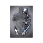 3D Metal Figure Statue Art Canvas Poster