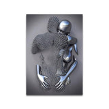 3D Metal Figure Statue Art Canvas Poster