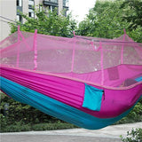 Parachute Fabric Hammock With Mosquito Net - Indigo-Temple