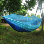 Parachute Fabric Hammock With Mosquito Net - Indigo-Temple