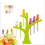 Creative Tree+Birds - 1 Stand+6 Forks - Indigo-Temple